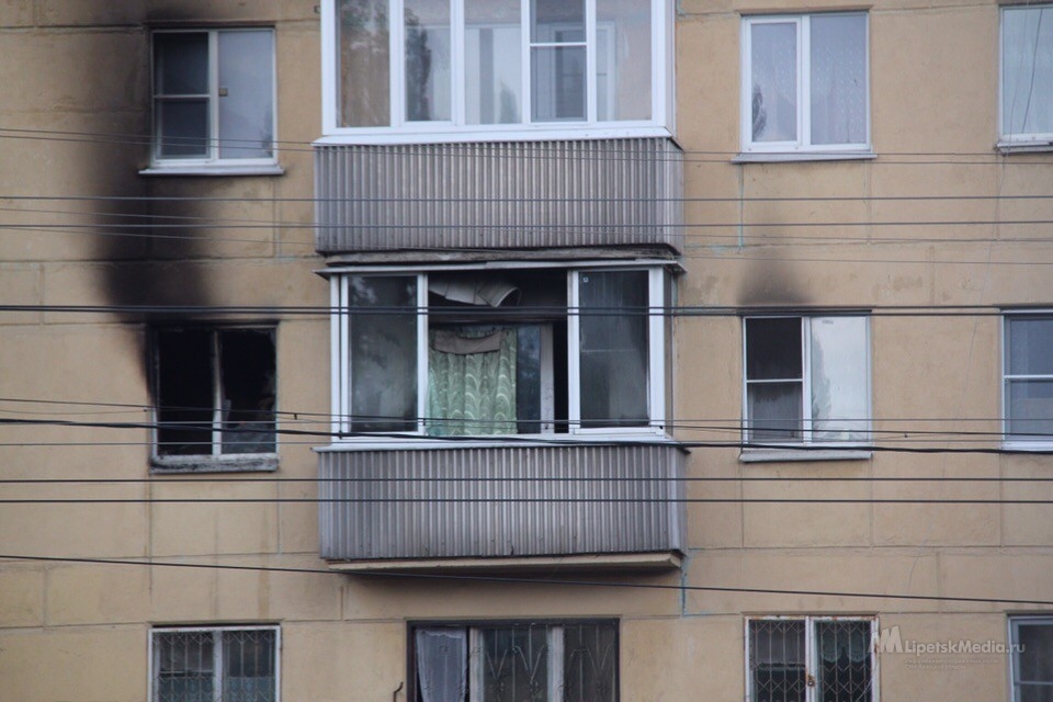 Квартира загорелась в Липецке на улице Терешковой