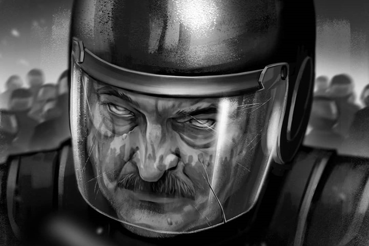 Томский художник изобразил Лукашенко в виде бойца ОМОНа