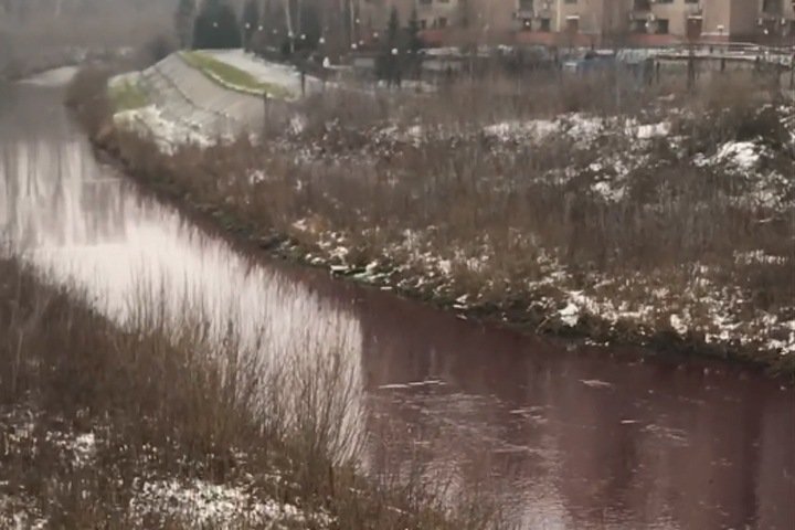Власти объяснили побагровевшую реку в Кемерове засором коллектора